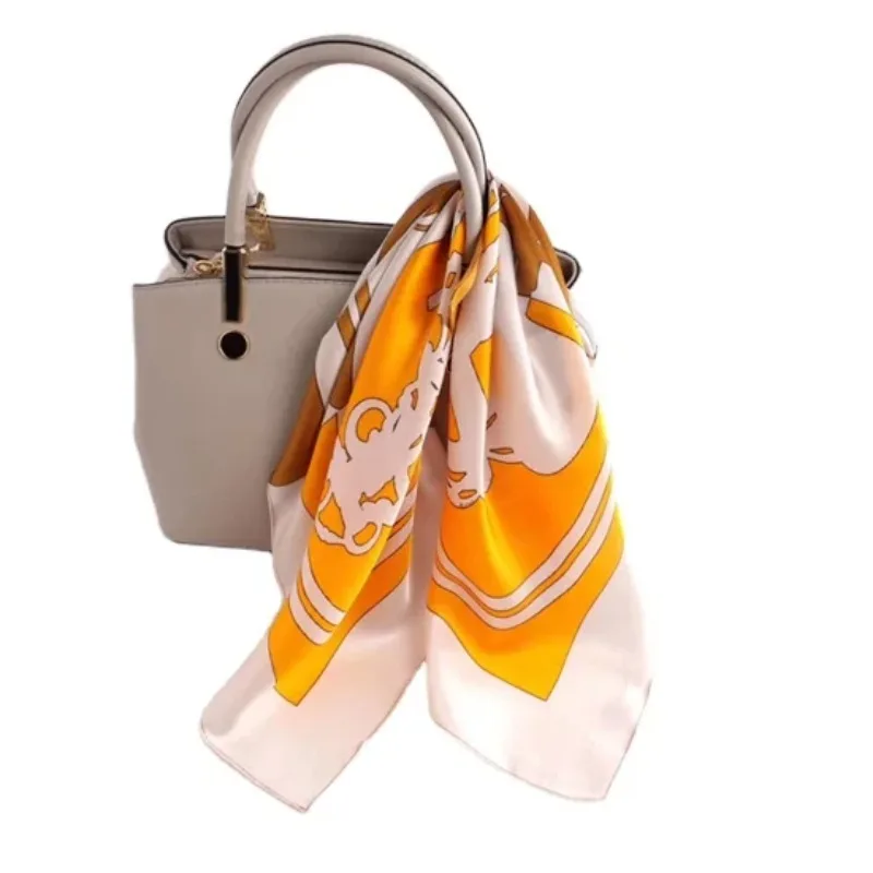 

Logo print 14mm pure 100% mulberry silk scarf headscarf silk scarf top fashion for women