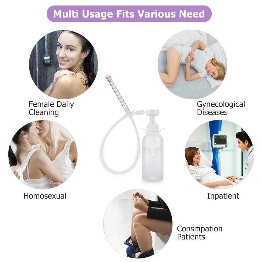 300/600ML Vaginal Cleanser Anal Cleansing Syringe Female Vaginal Washing Enema Reusable Health Care Flushing Kit