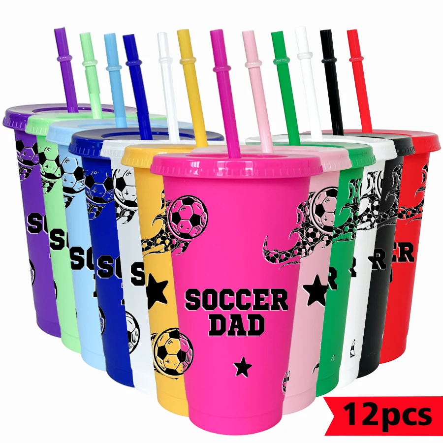 12pcs-set-football-star-pattern-26oz-colored-plastic-party-cold-cup-for-birthday-back-to-school-gift-gameday-drinkware