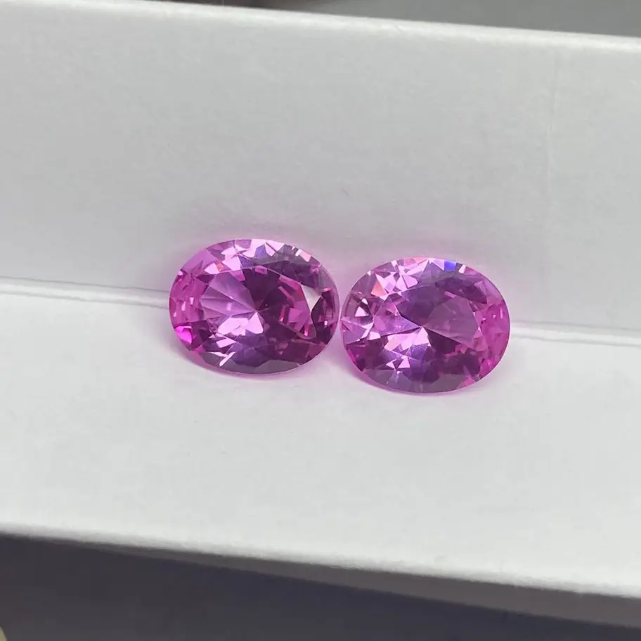 Oval Cut 5x7mm To 10x14mm 2# Corundum Synthetic Rose Pink Blue Red Sapphire Gemstone