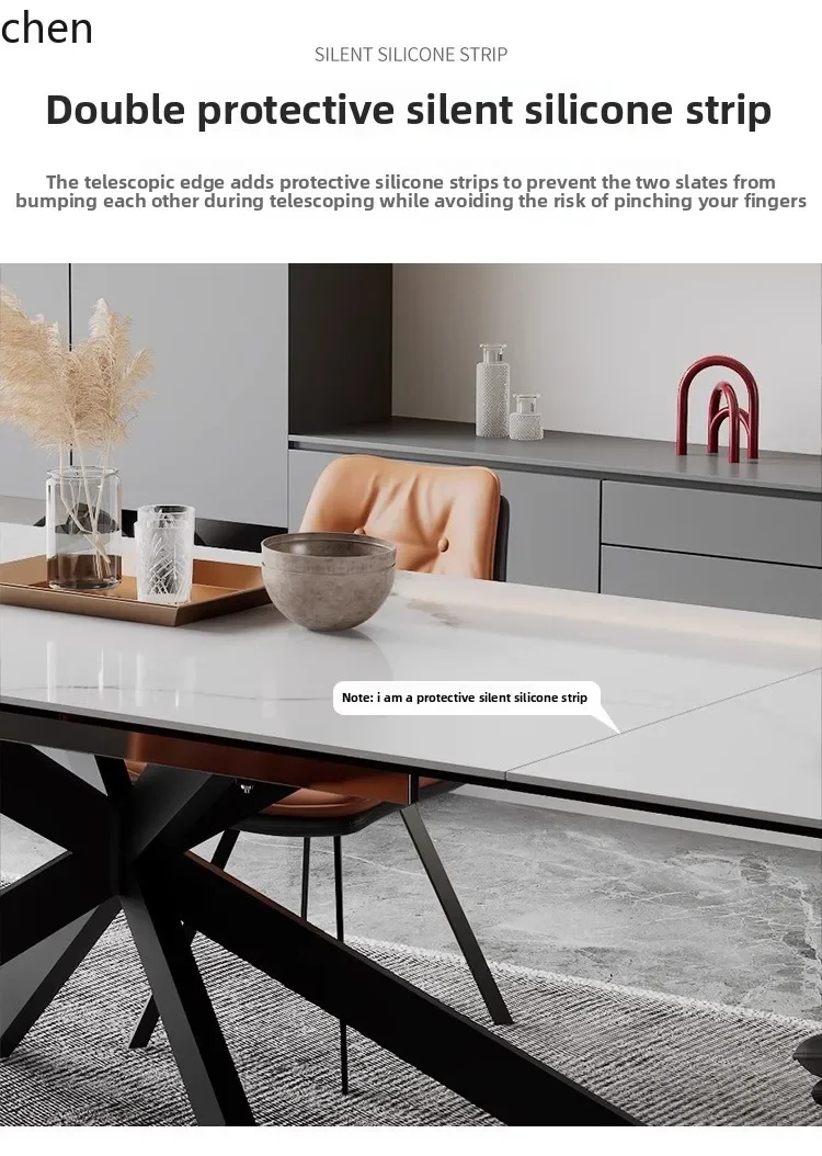 Picture 7: C6.15 telescopic rock slab dining table folding stretchable simple household light luxury dining table