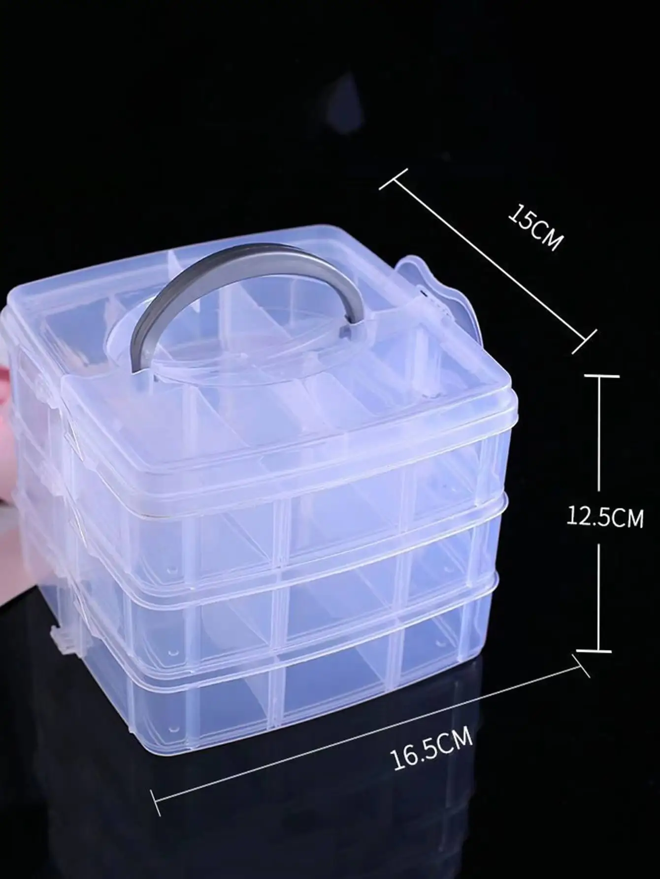 1pcs jewelry box Large capacity multi-layer transparent storage box Plastic portable jewelry box Small earrings ring box