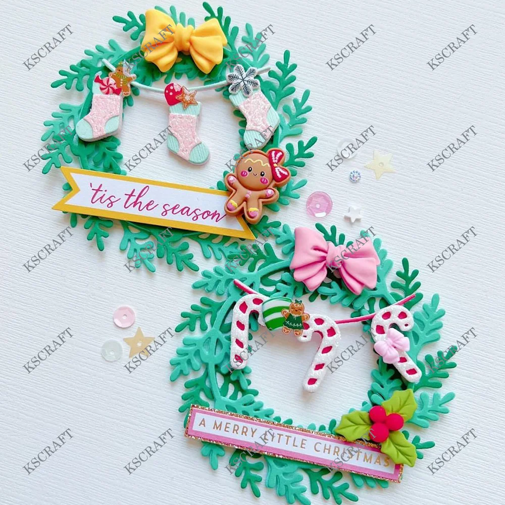 KSCRAFT Christmas Wreath Cutting Dies Stencils for DIY Scrapbooking Decorative Embossing DIY Paper Cards