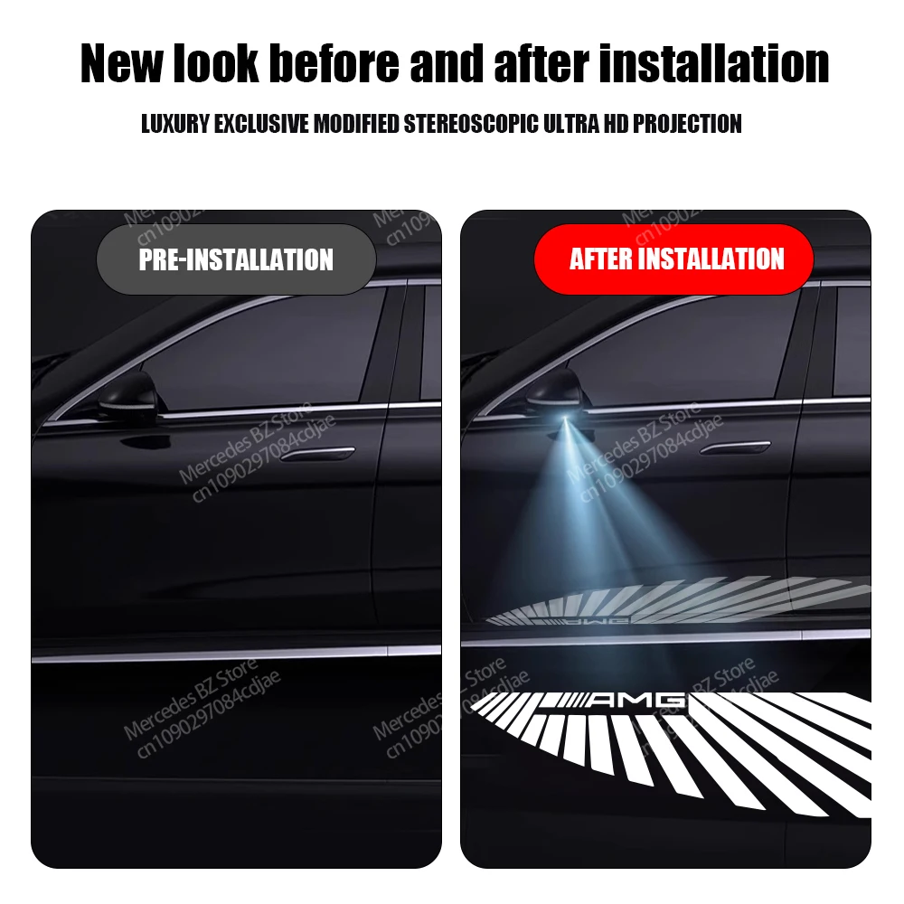 2PCS Car Angel Wings Atmosphere Lights Led Welcome Light Rearview Mirror Carpet Lamp for Mercedes Benz AMG Decoration Accessorie