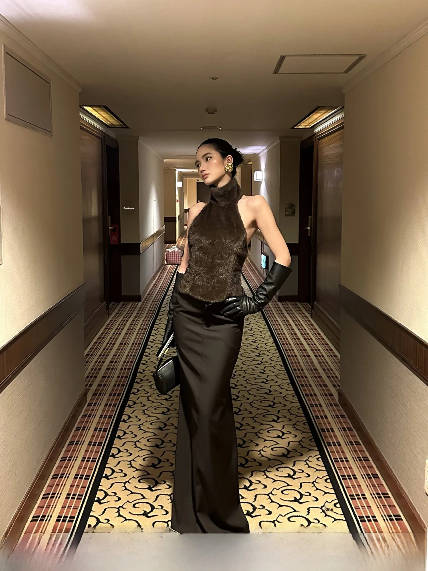 

Rovente Sicilian Coffee Color Straight Tube Bodycon Skirt Women's Spring Autumn Slimming Elegant Hot Girl Long Skirt