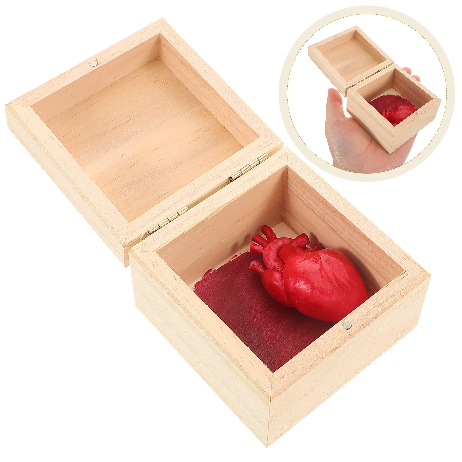 Heart Organ Gift Box Spider Halloween Decorations Wooden Boxes for Crafts Beige Bloody Organs