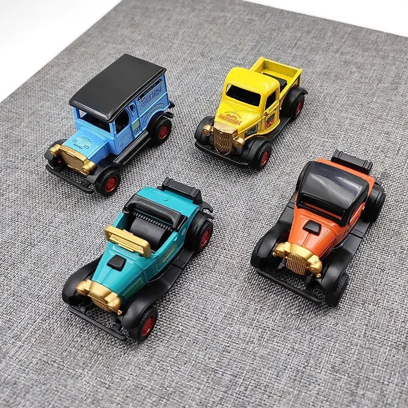 4Pcs Legierung Vintage Mini Auto Set Zurückziehen Fahrzeug Modell Sammlung Kinder Spielzeug Metall Klassische Auto Dekoration Spielzeug Für Kinder geschenk