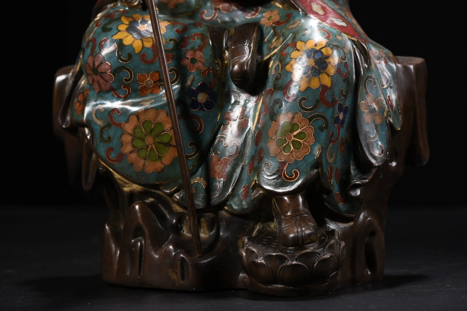 

13"Tibetan Temple Collection Old Bronze Cloisonne Enamel Ksitigarbha Bodhisattva Sitting Buddha Amitabha Worship Hall Town house