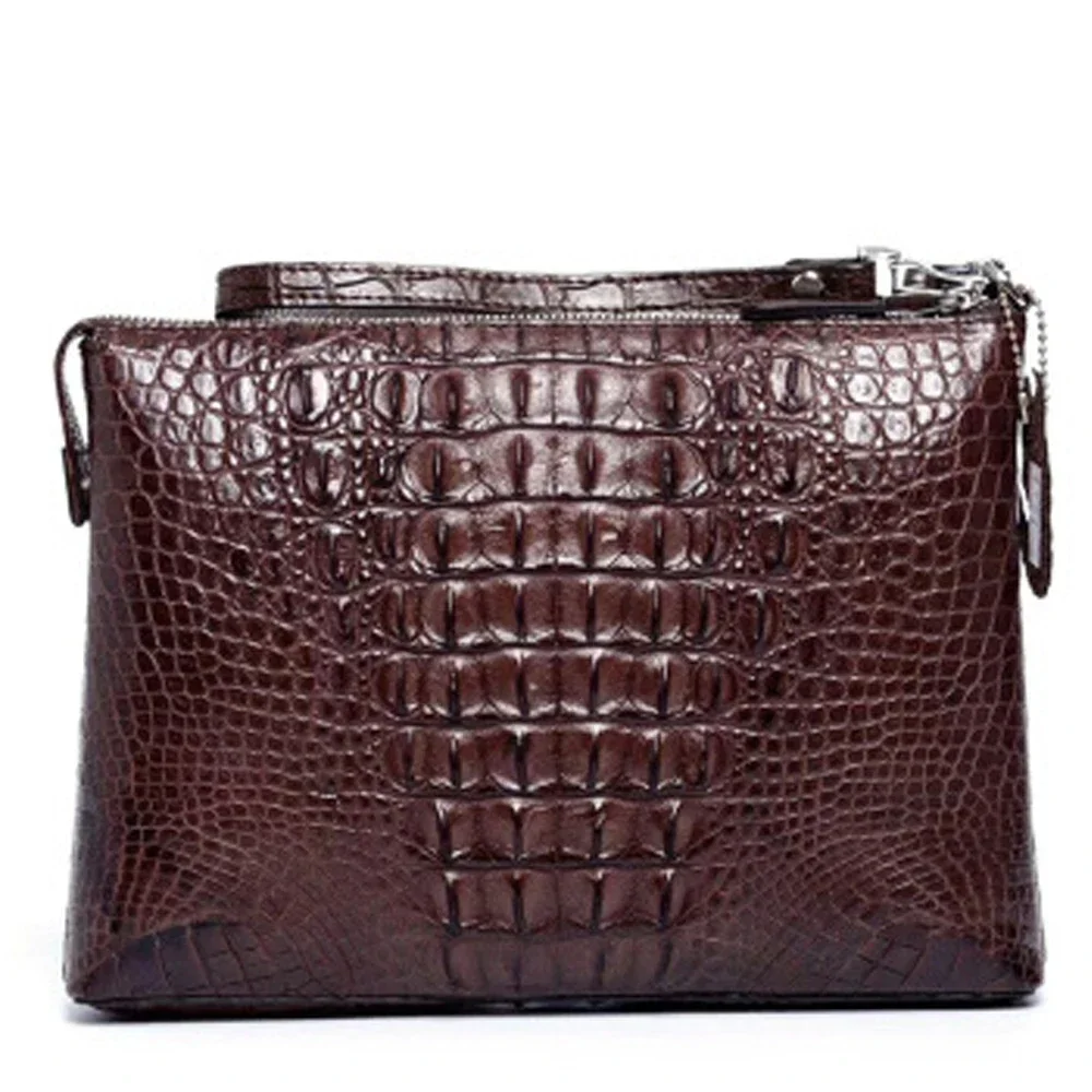 

menggeka new crocodile leather male handbags Men clutch bags large capacity business Hand bag male wallet brown