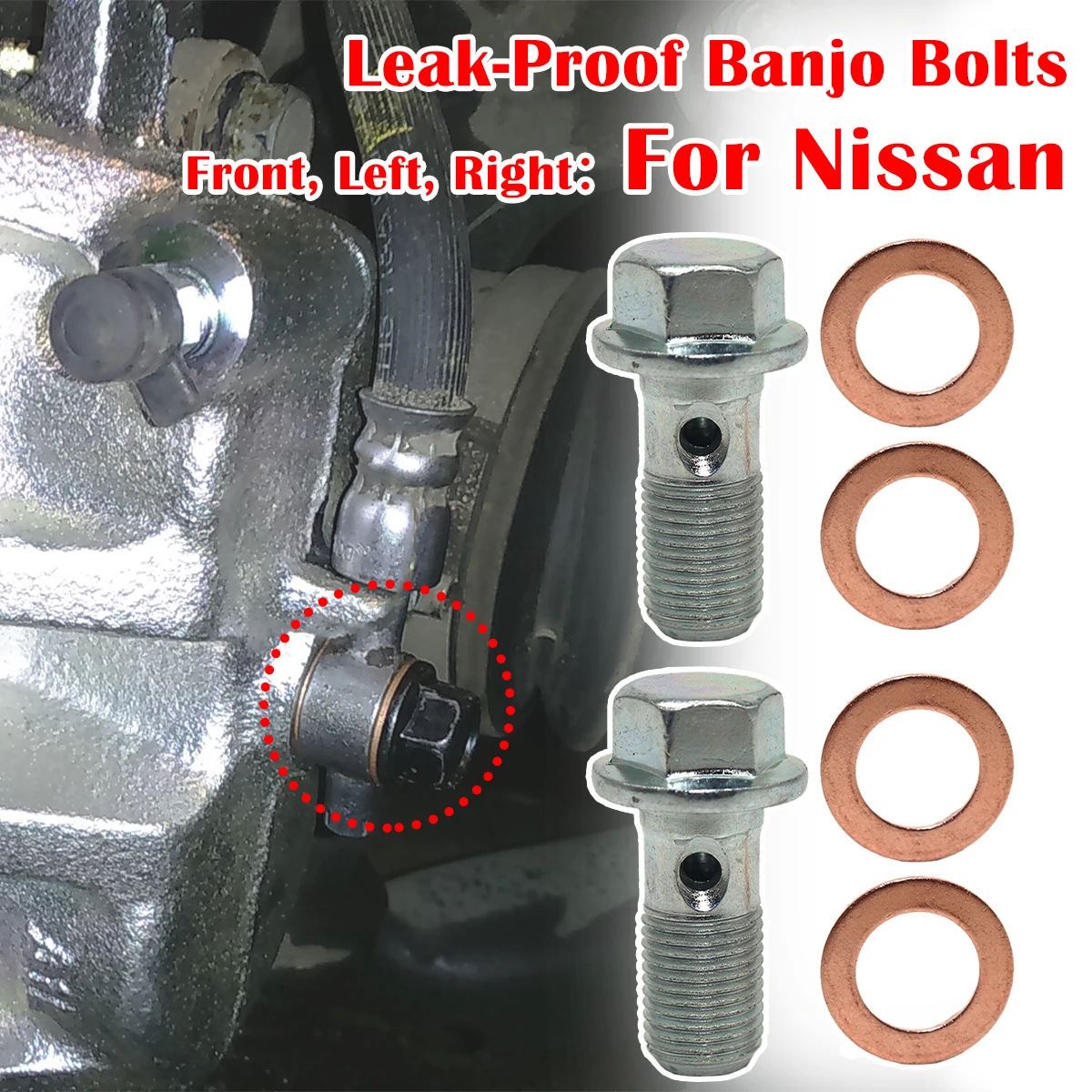 6/12pc For Nissan Qashqai Cube Z11 NV200 Elgrand E50 Navara D40 Note E11 Caliper Hose Lines Banjo Fittings Bolts Seal Washers