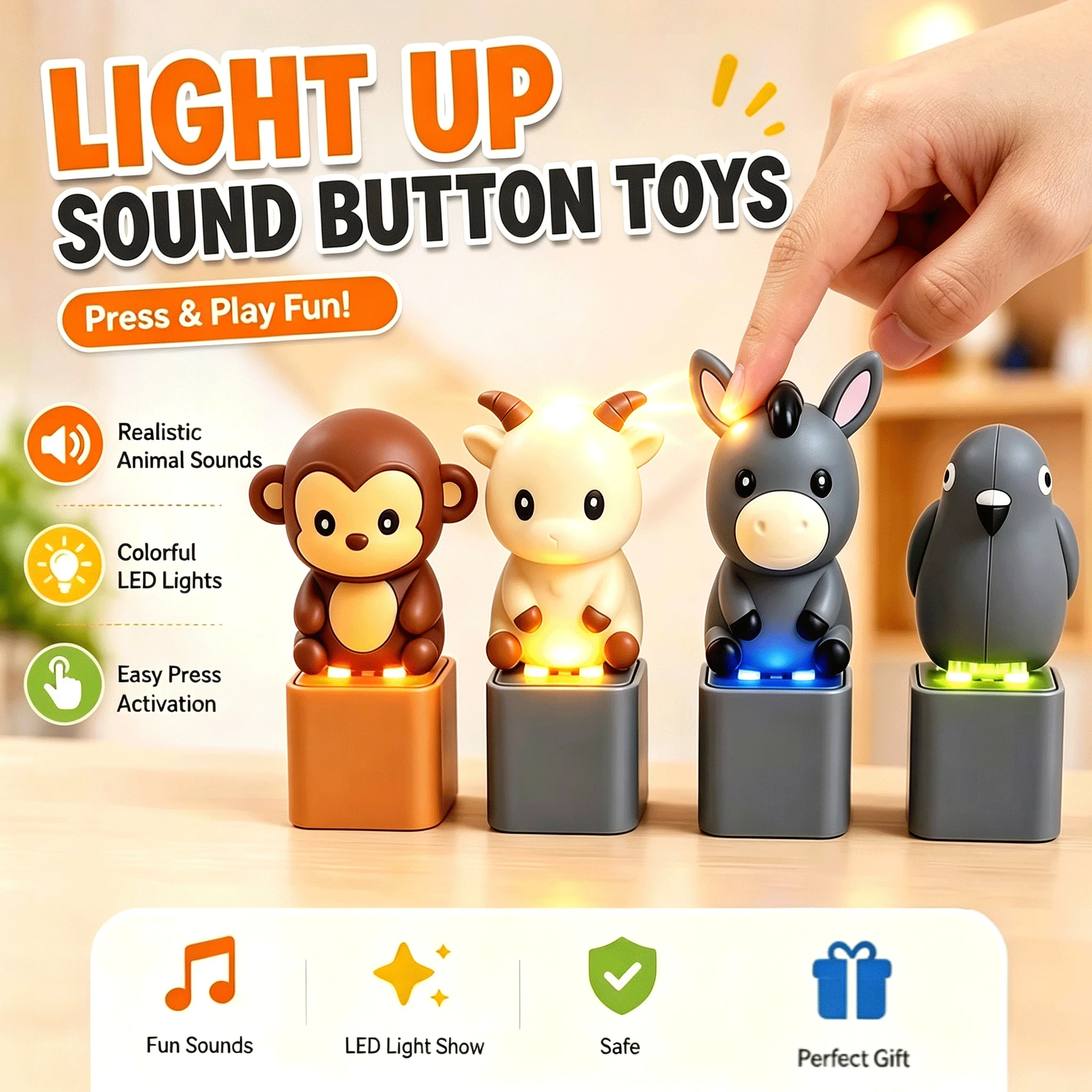 Kids Toys Animal - ميدالية مفاتيح على شكل قرد/حمامة/حمل/حمار، مع