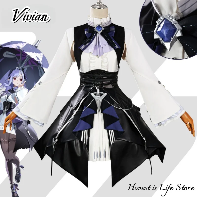 

Game Zenless Zone Zero Vivian Cosplay Costume Dress Headwear Uniform Mockingbird Halloween Party for Women Girls Carnival Props