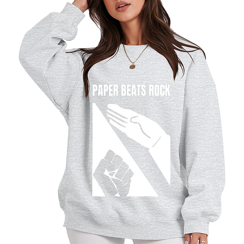 ペーパービートスロックミームプリントパーカー男性女性秋冬ルーズ O ネック快適なトップスユニセックスプルオーバースウェットシャツ 2025