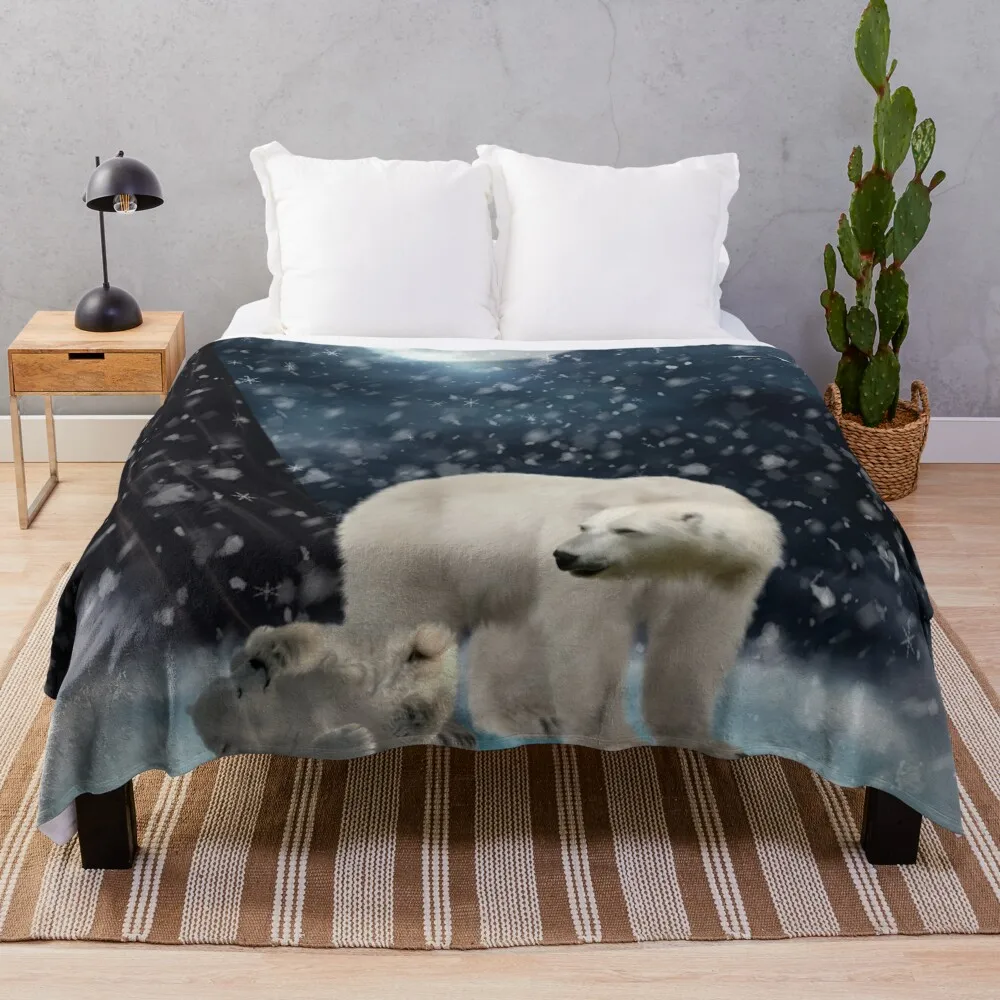 

Polar bear Throw Blanket Moving Winter beds Bed Fashionable Soft Plush Plaid Decorative Beds Blankets