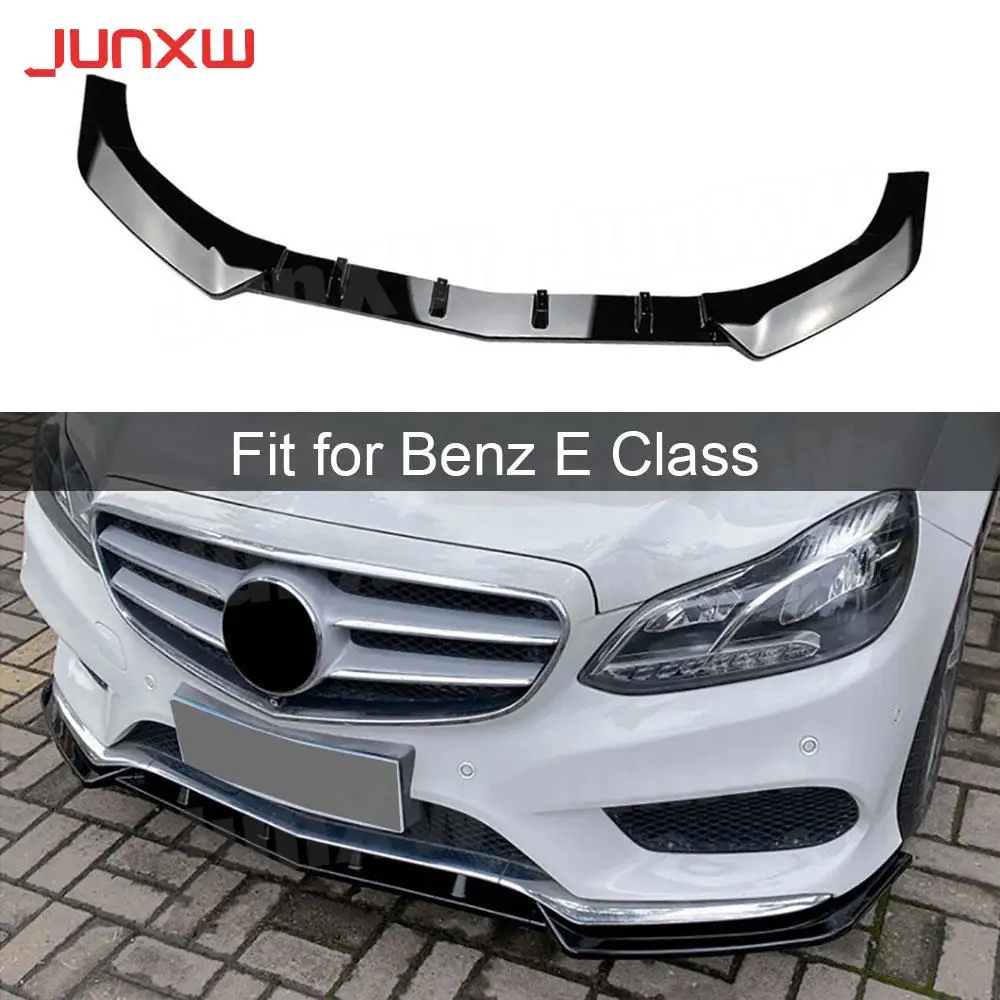 

ABS Carbon Look Front Lip Spoiler Three-stage for Mercedes Benz W212 E250 E350 E400 E550 Sport 2013-2015 Gloss Black