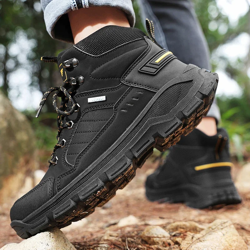 

Мужская походная обувь, уличная противоскользящая амортизирующая мужская обувь на шнуровке, дышащая повседневная спортивная обувь на толстой подошве, мужская обувь