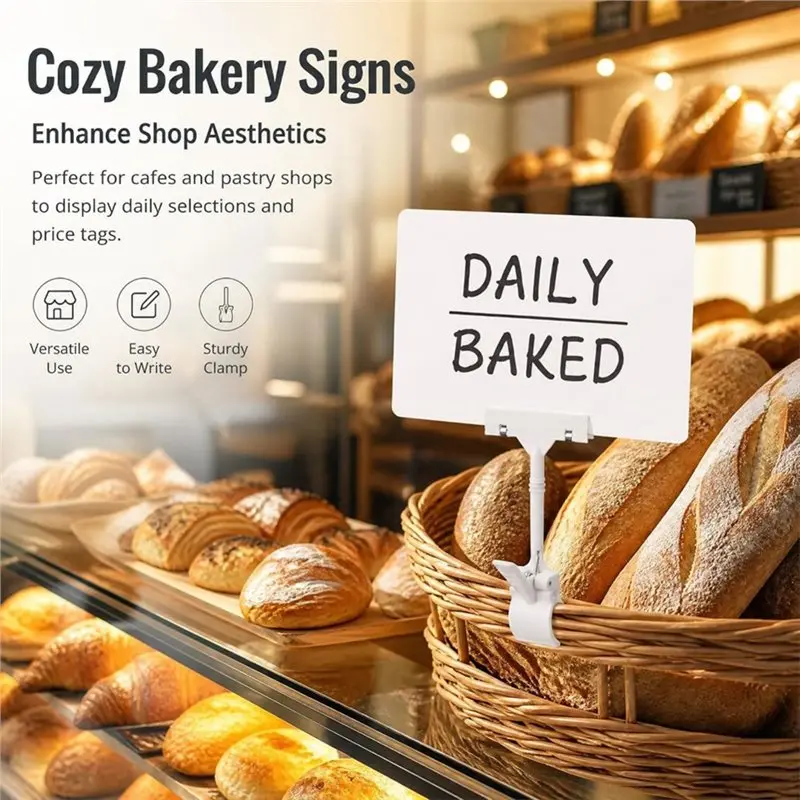 B92B-Double-Sided Holder 10 PCS 5.8X4.1 Chalkboard Sign With Clips For Retail Pricing And Display