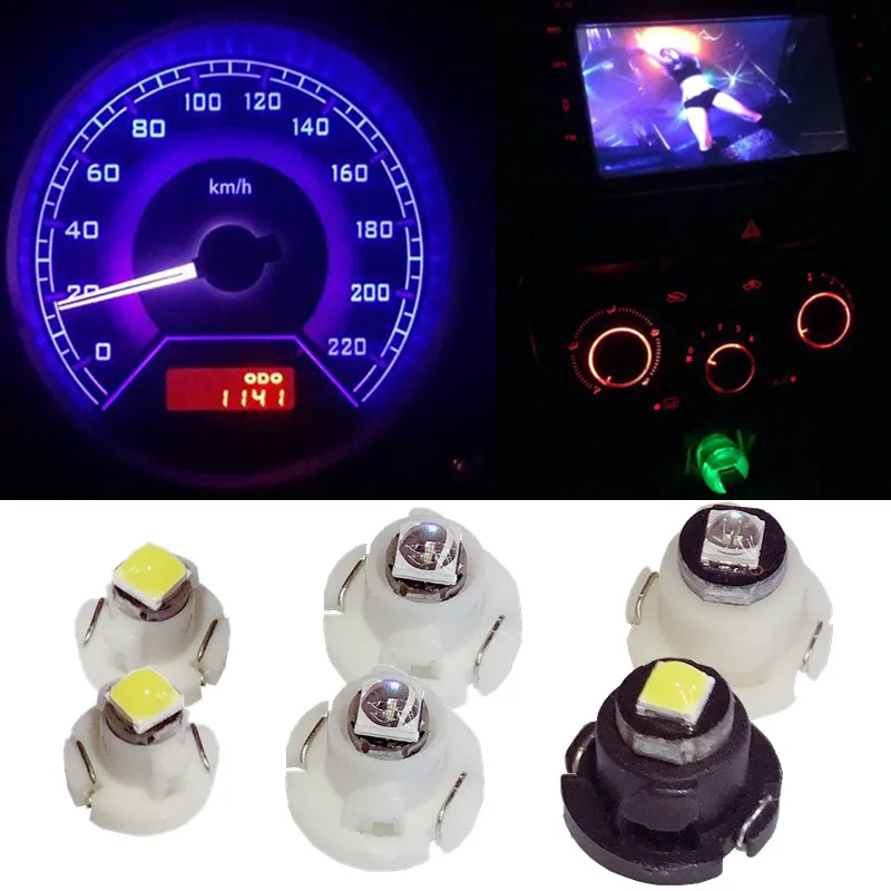 10Pcs Interior Light T3 T4.2 T4.7 T5 Wedge 12V LED Bulb Car Instrument Light bulbs button light indicator light display light