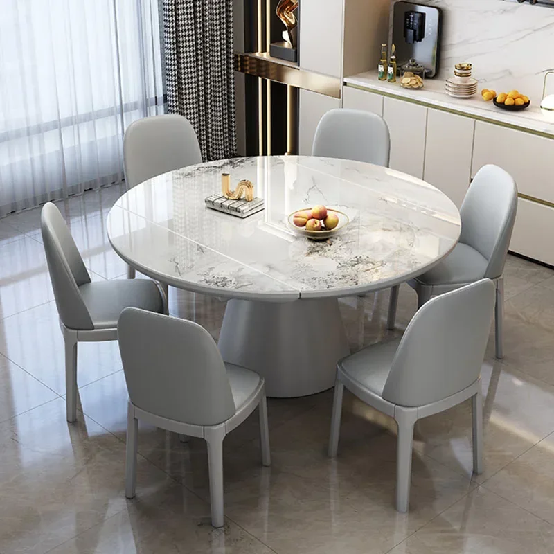 # *T Mesa de Comedor plegable italiana, mesa de Comedor moderna blanca de lujo europea, Sillas extensibles Para Comedor, muebles Para el hogar