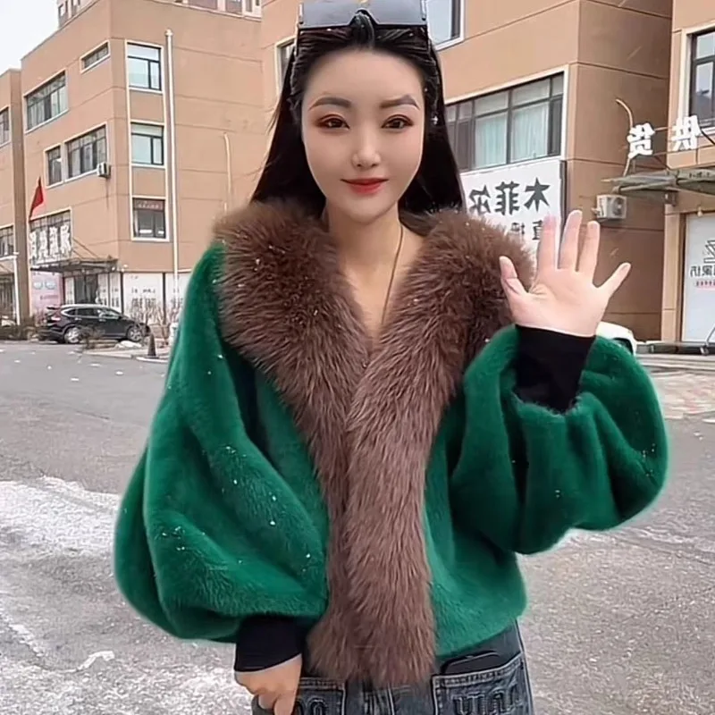 

2025 Winter New Style Coat Mink Fur Faux Fur Thick-waist warm winter trendy high-end new fashion lantern fur coat women