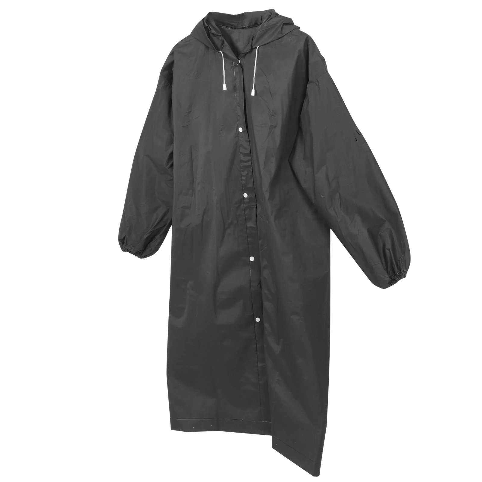 

Black Long Hooded Rain Poncho Reusable Adult Raincoat Waterproof Outdoor Sturdy Light for Hiking Camping Travel