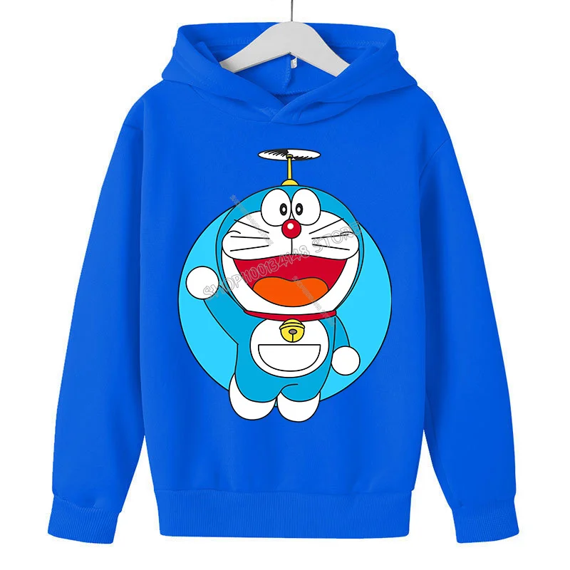 Doraemon Fleece Hoodie for Children Cartoon Partern Clothing Girls Boys Hoody Kids Anime Clothes Fashion Thick Sweatshirt Gift view 4