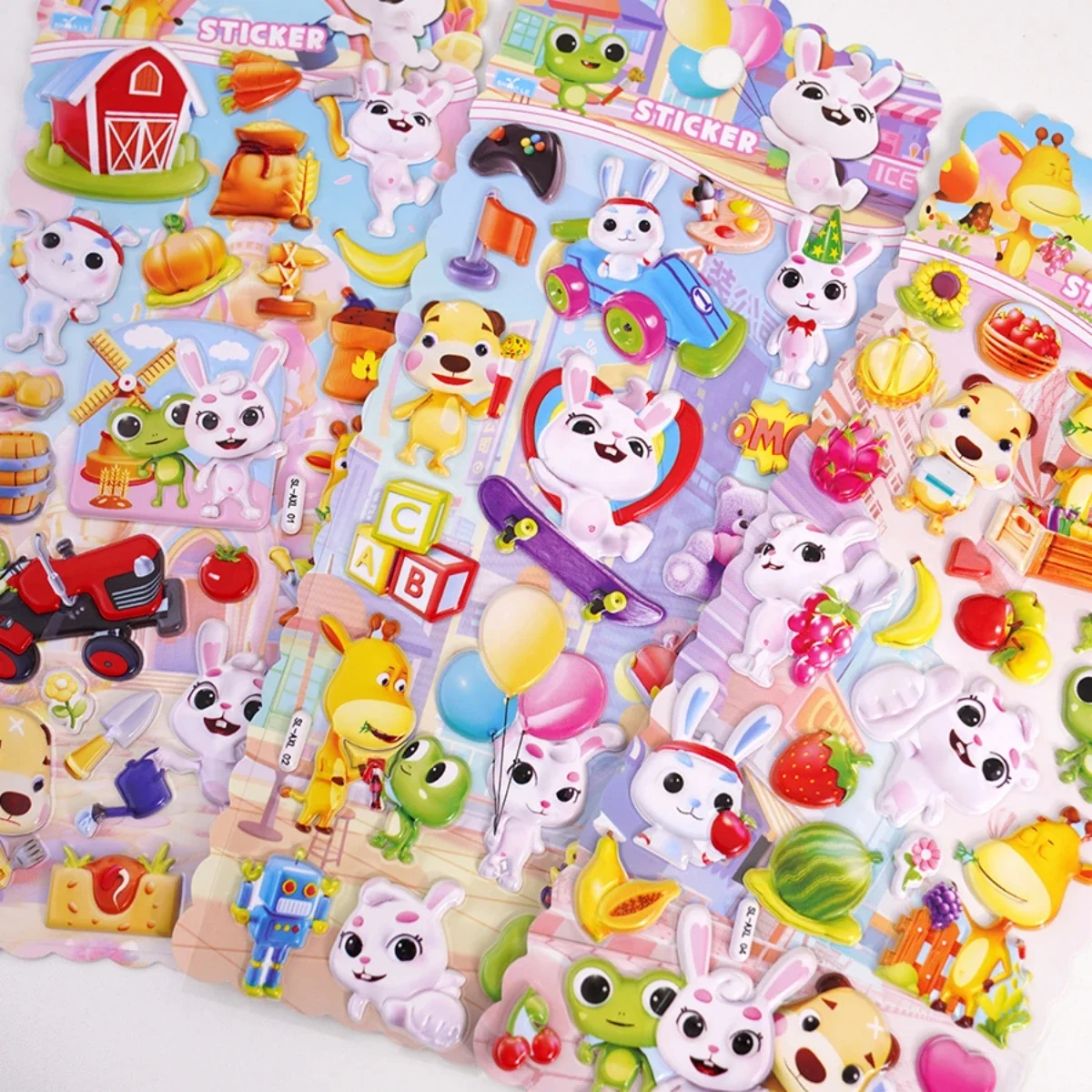 36 pcs Cartoon Rabbit Cute Puffy 3D Stickers Scrapbooking Diy Journal Stationery Sticker Sheet Gift Deco Prize Wholesale