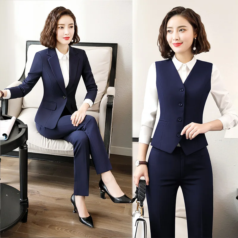 8816Spring and Autumn Business Wear Women's Long Sleeve Suit Interview Fashion Temperament Business Formal Wear Work Clothes