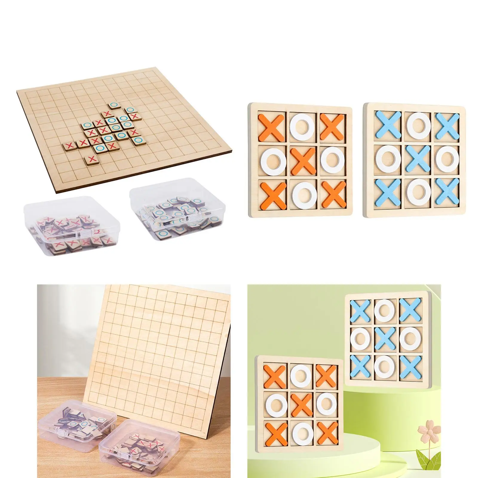 Wooden Tic TAC Toe Board Game Rustic for Adults and Family Easy to Carry Parent Child Interaction Family Game XO Table Toy