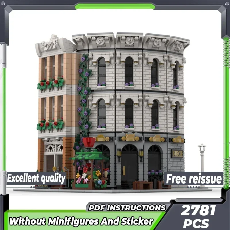 Urban Street View Model Moc Building Bricks Narożny Bank brzozowy ﻿ Technologia Klocki modułowe Prezenty Zabawki świąteczne Zestawy DIY Montaż