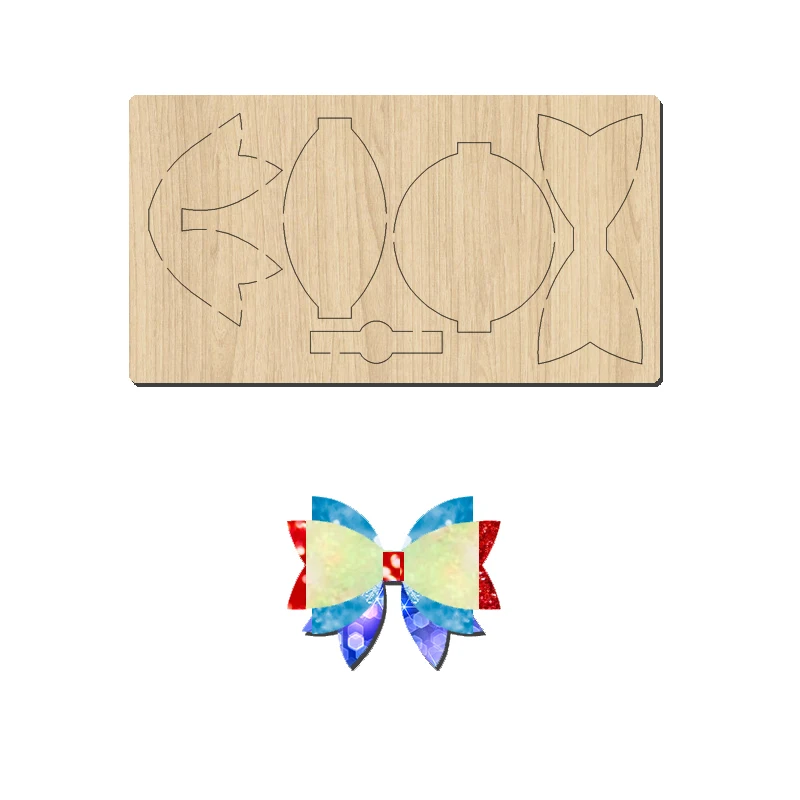 K8-5   Wooden Cutting Die With Trailing Multi-layer Bowknot Hairpin, Suitable For Most Machines