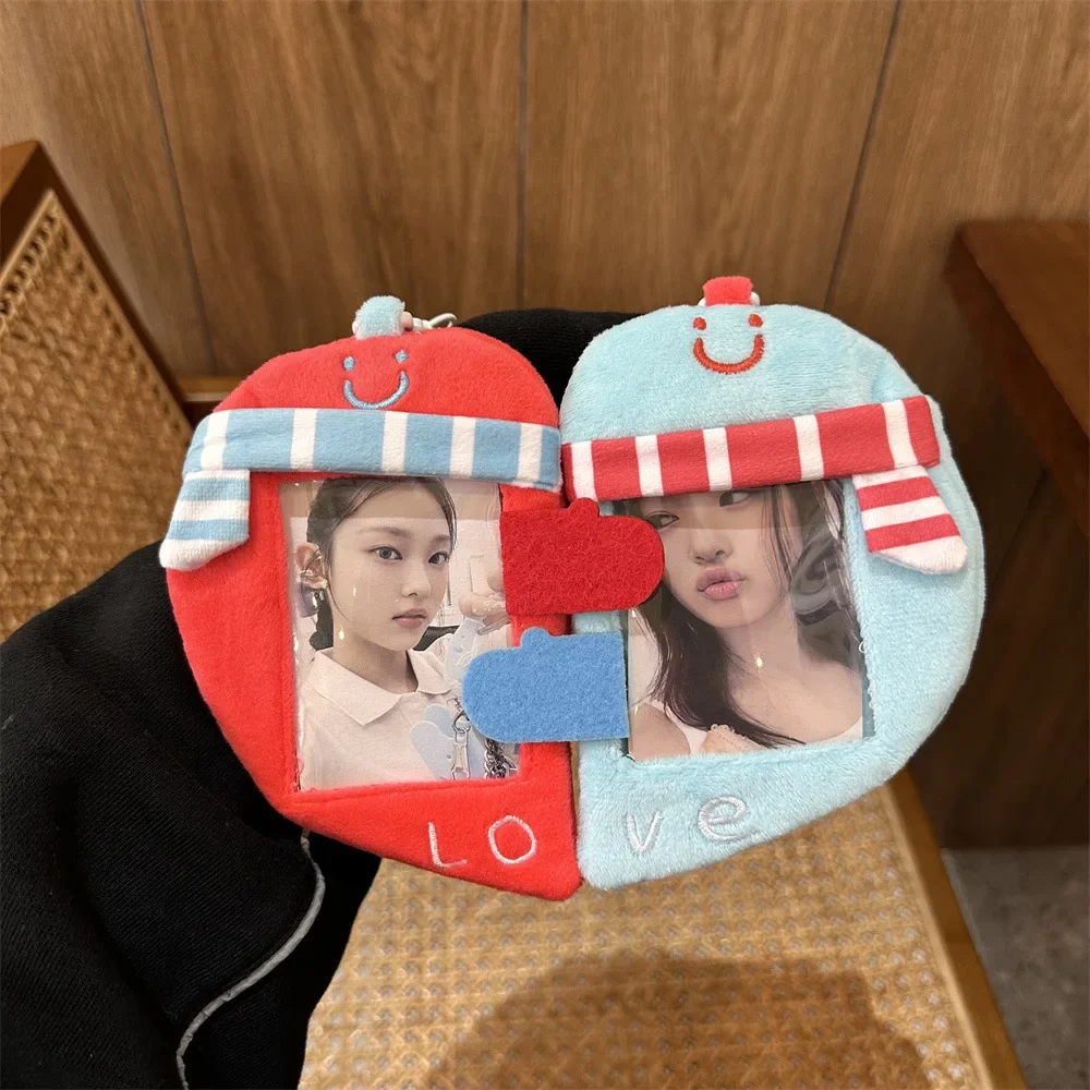 Kawaii Heart Card Holders Love Couple Photocard Pendant Creative Keychain Idol Photocard Sleeves