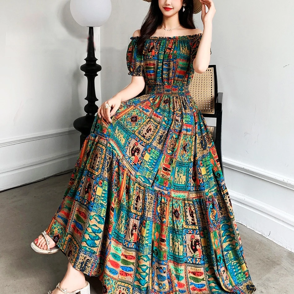 Summer Clothing Women Sale - Women's Cotton Silk Dress Sexy Off-the-shoulder