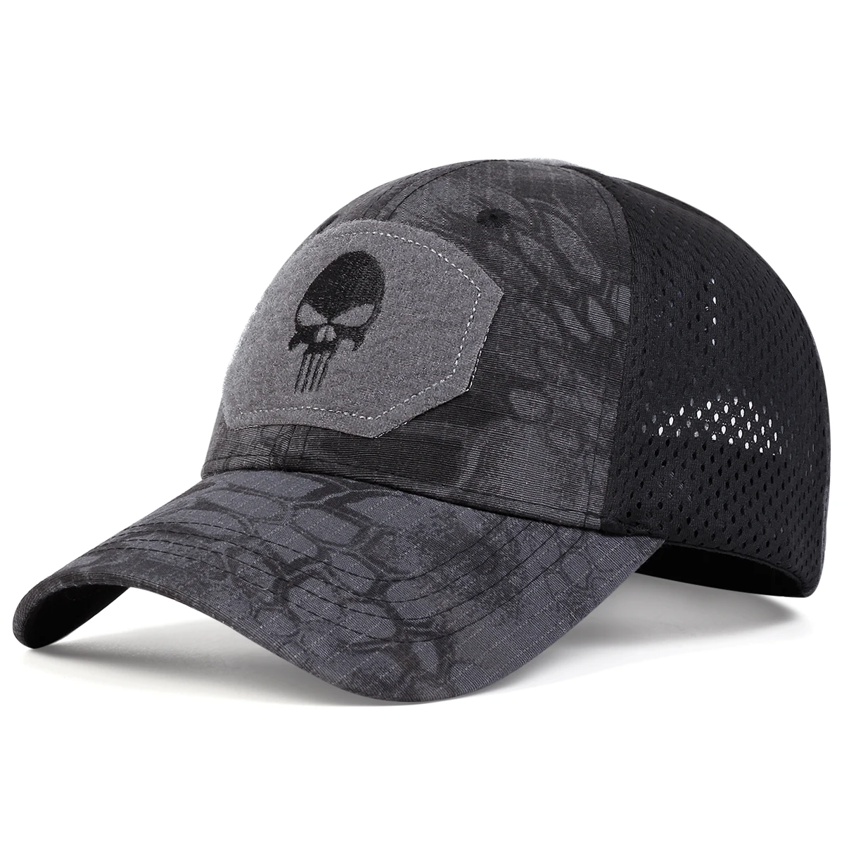 New tide cool Skull Multicam operators mesh baseball cap Men Fitted Cap Tactical Good quality Breathable outdoor sports dad hat