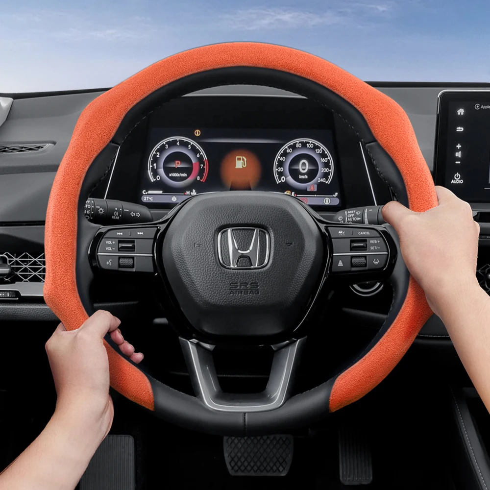 

Suitable for Honda Premium Suede Snap-On Steering Wheel Cover Anti-Slip Durable Car Accessories Civic Fit 8Th Gen 8 City Accord 9 10 Vezel Freed Breeze 7 Jade Shuttle Xrv Crosstour Insight Stream Rn6