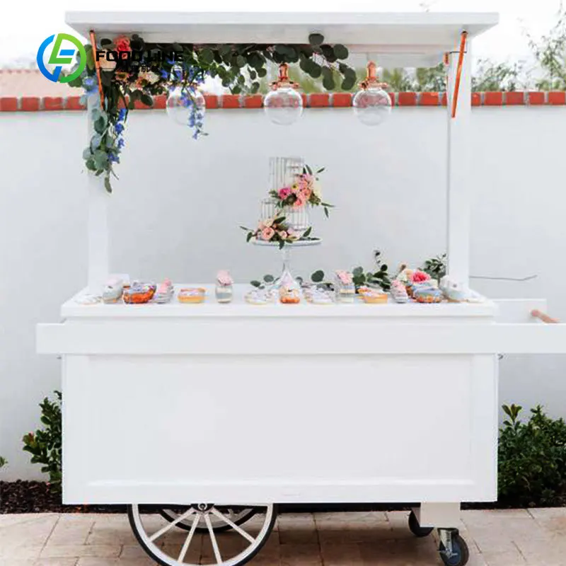 Customized High Quality Hand Pushed Stainless Steel Food ice cream Cart Portable Commercial Food Vending Cart for Outdoor Events