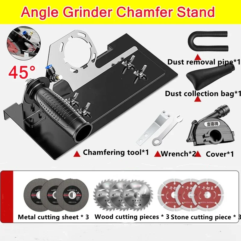 

45° Angle Grinder Chamfer Stand Bracket Cutting Tile Chamfering Grinder Holder Woodworking Table Protective for Tile/Wood/Stone