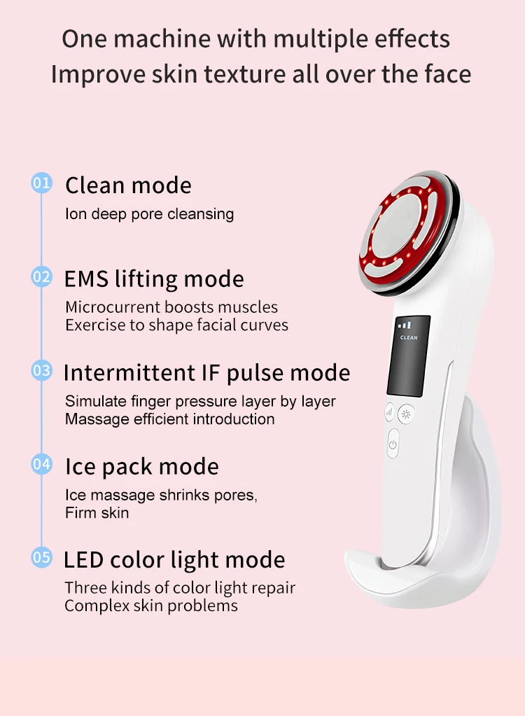LED EMS High Frequency Hot And Cold Dual Use Lifting Face Massager Beauty Equipment For Home Use Skin Care Facial Machine