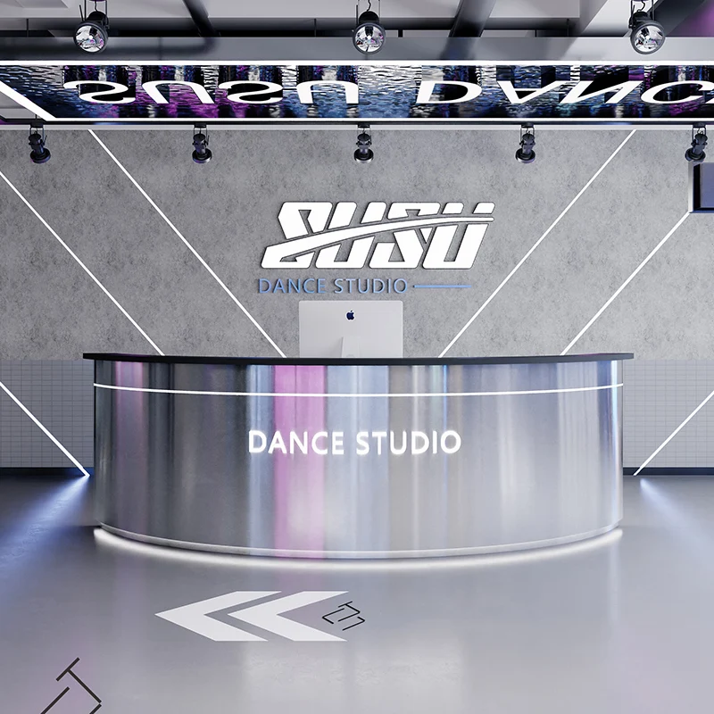 

Luxury Curved Reception Desks Modern Shelves Restaurant Company Desks Beauty Minimalist European Comptoire Accueil Furniture