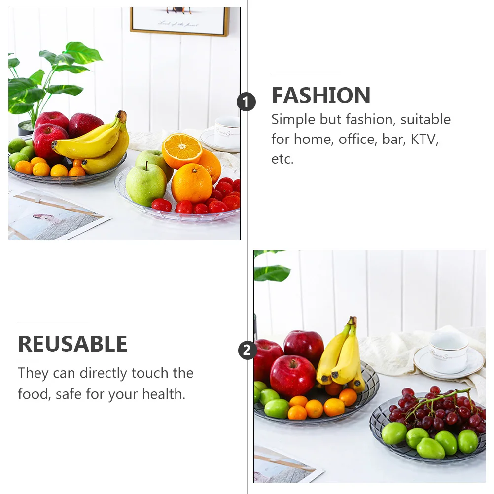

4pcs Snack Fruit Plate Candy Dishes Office Tray Household Plates Bowl Plastic Reusable Storage Container Kitchen Bar
