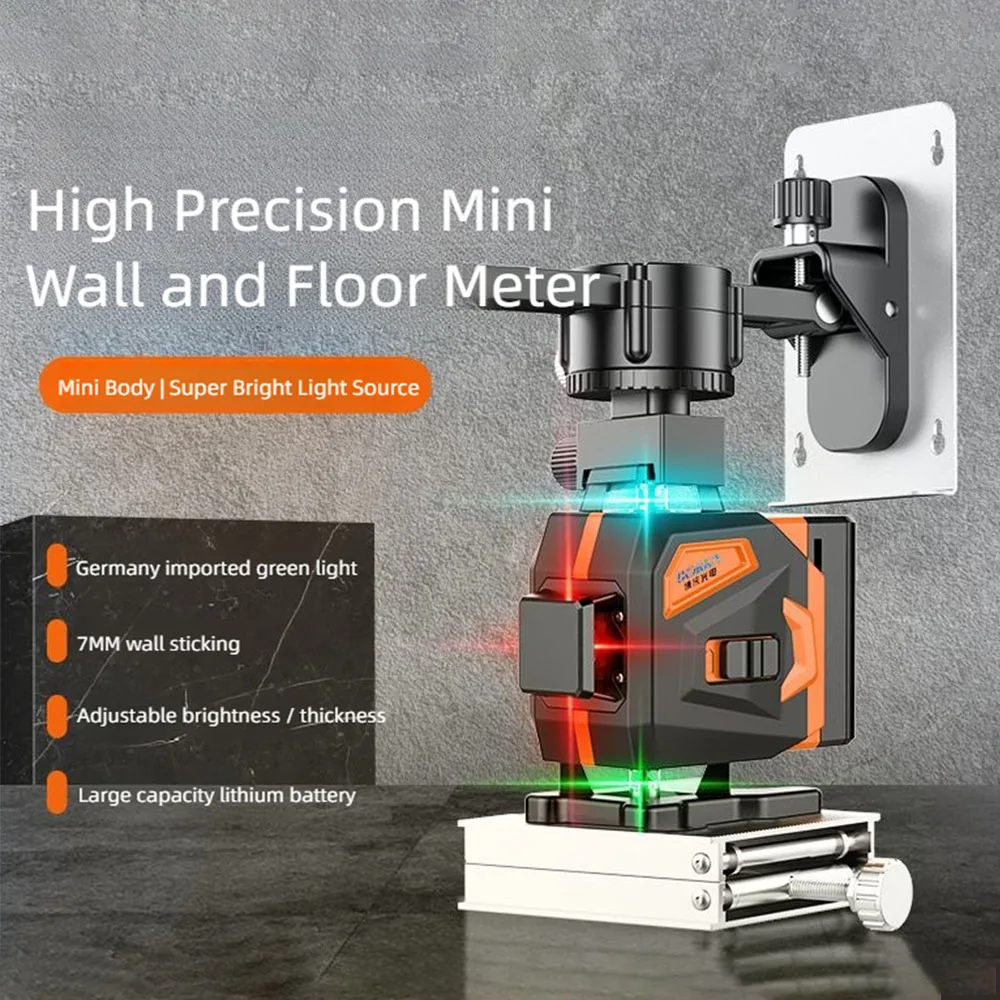 Mini Laser Level 12 Lines 3D Blue / Red/ Green Line 360 Self-Leveling Horizontal and Vertical Super Powerful Laser Level