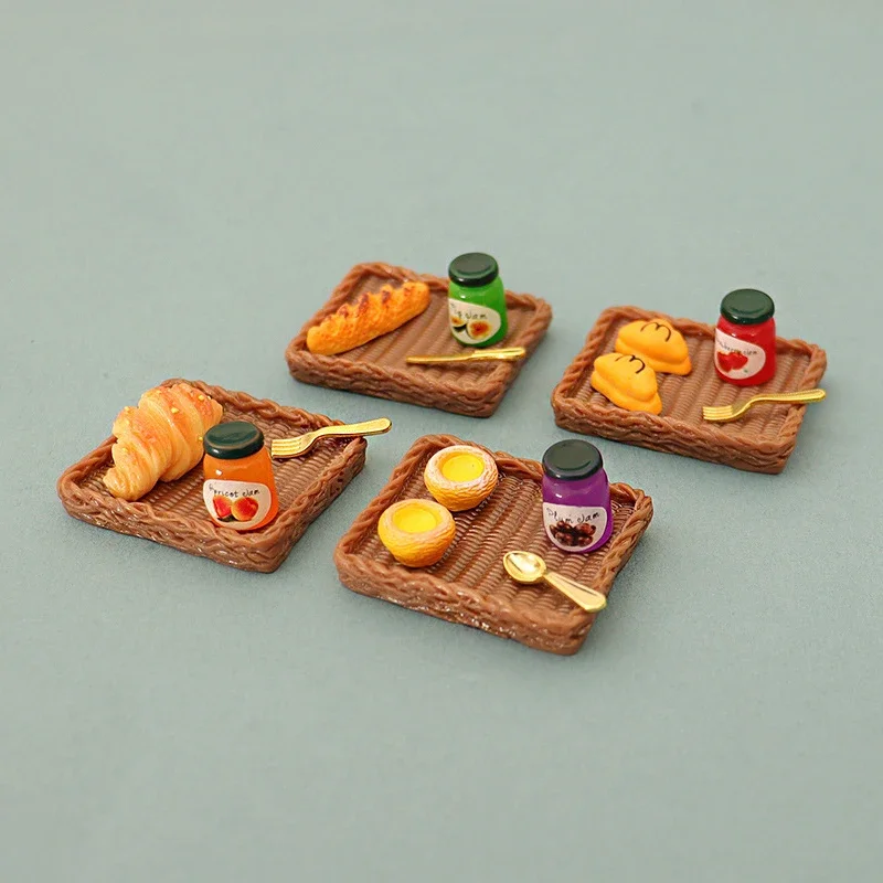 Decorazioni in miniatura per casa delle bambole, giocattolo per vassoio per torte da dessert alimentari, set di modelli da cucina, accessori per casa delle bambole