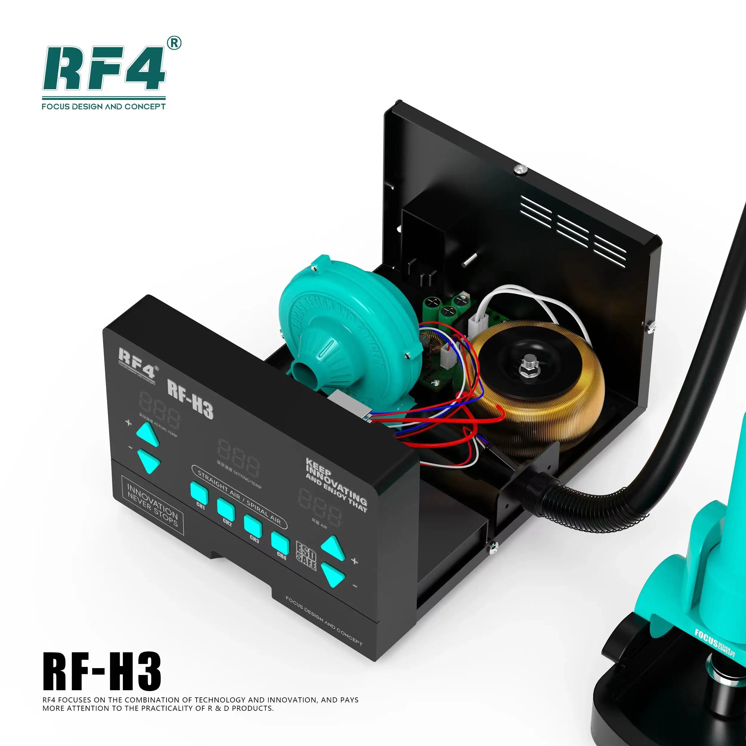 RF4 RF-H3 1200W Fast Desoldering Hot Air Gun Soldering Station Digital Display Intelligent BGA Rework Station To PCB Chip Repair