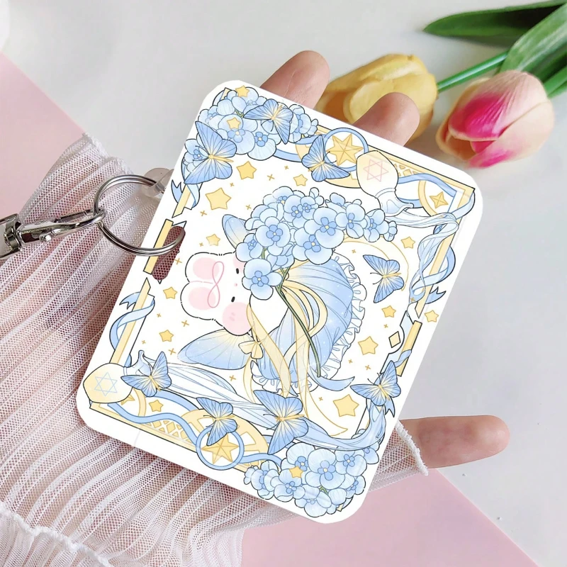 Creative Design Card Holder with Stretchy Spring Rope for Kpop Idol Card Collect Organizer Stationery Credential Badge Holder