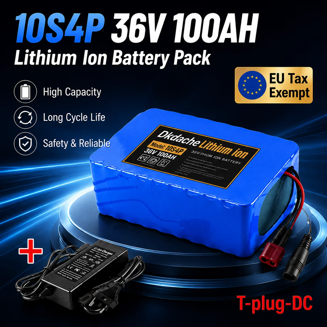 Neuer 36V 100Ah 1000W 10S4P DC/T Lithium-Ionen-Akku der Klasse A mit BMS für 42V Mountain E-Bike, Elektrofahrrad, Roller