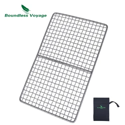 Boundless Voyage Titanium Grill Net Durable Baking Steak Pork Charcoal BBQ Net for Outdoor Beach Hiking Picnic Camping Cookware