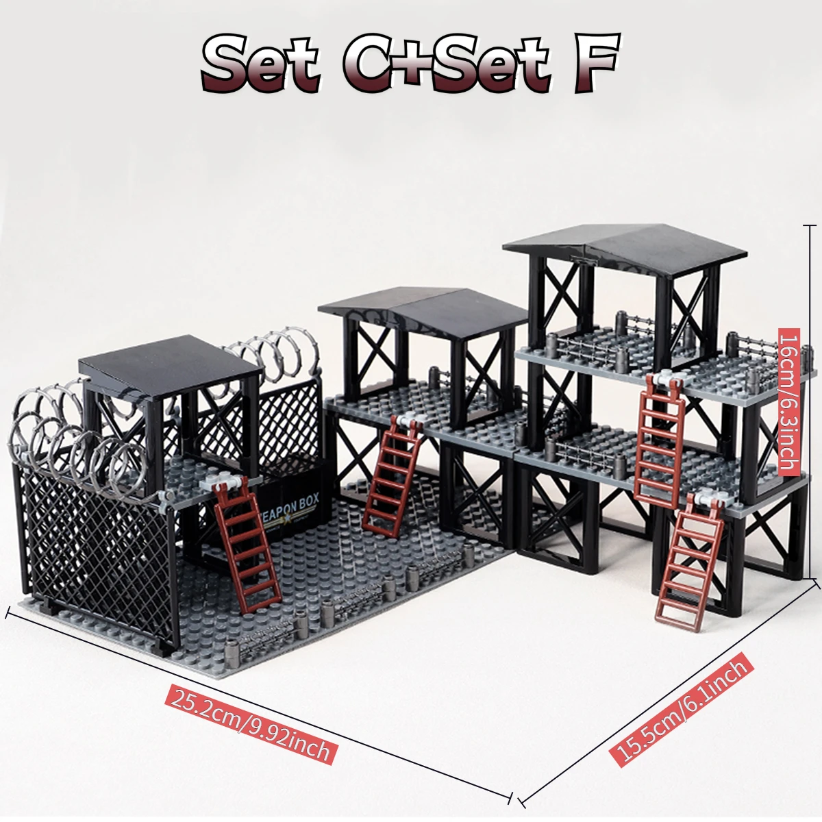 Military World War Ii Moc Sentry Post Post-War Scene Building Block Toys Sentry Station Sentry Tower Defense Machine Gun Position Sandbags