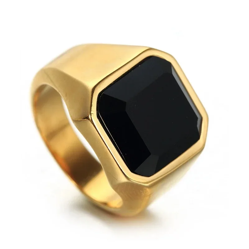 Milangirl  Biker Punk Style Rings for Men Width Signet Square Finger Fashion Brand Jewelry Accessories Whole Sale