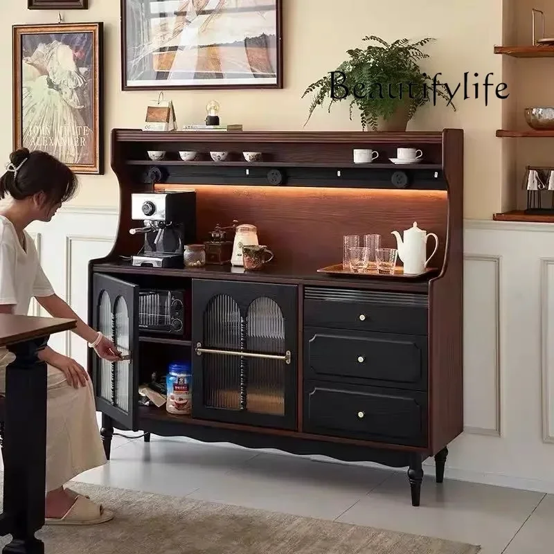 X36 Medieval Dining Side Retro Simple Storage French Rock Slab Living Room Tea Against The Wall Solid Wood Integrated Kitchen