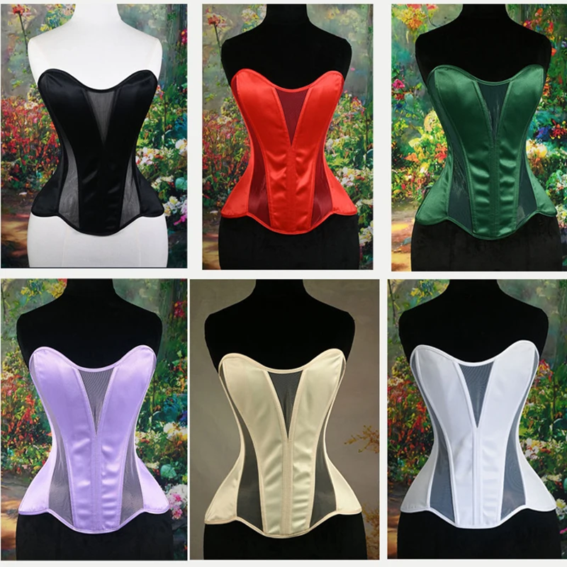 

Sexy Corsets Bustiers Lace-up Tops For Women Vintage Corset With Bra Gothic Satin Lingerie Corselet Overbust Boned Shapewear